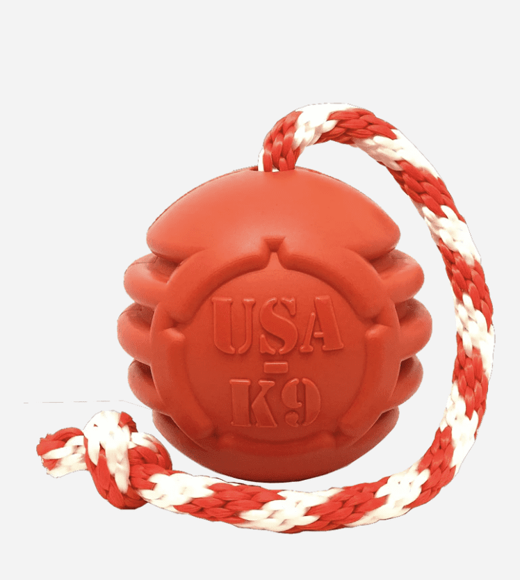 USA-K9 Stars and Stripes Ultra-Durable Durable Rubber Chew Toy, Reward Toy, Tug Toy, and Retrieving Toy