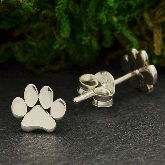 Paw Print Post Earrings 6x7mm